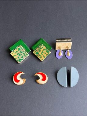 Vintage Retro Earring Collection - 4 Unique Pairs Bundle